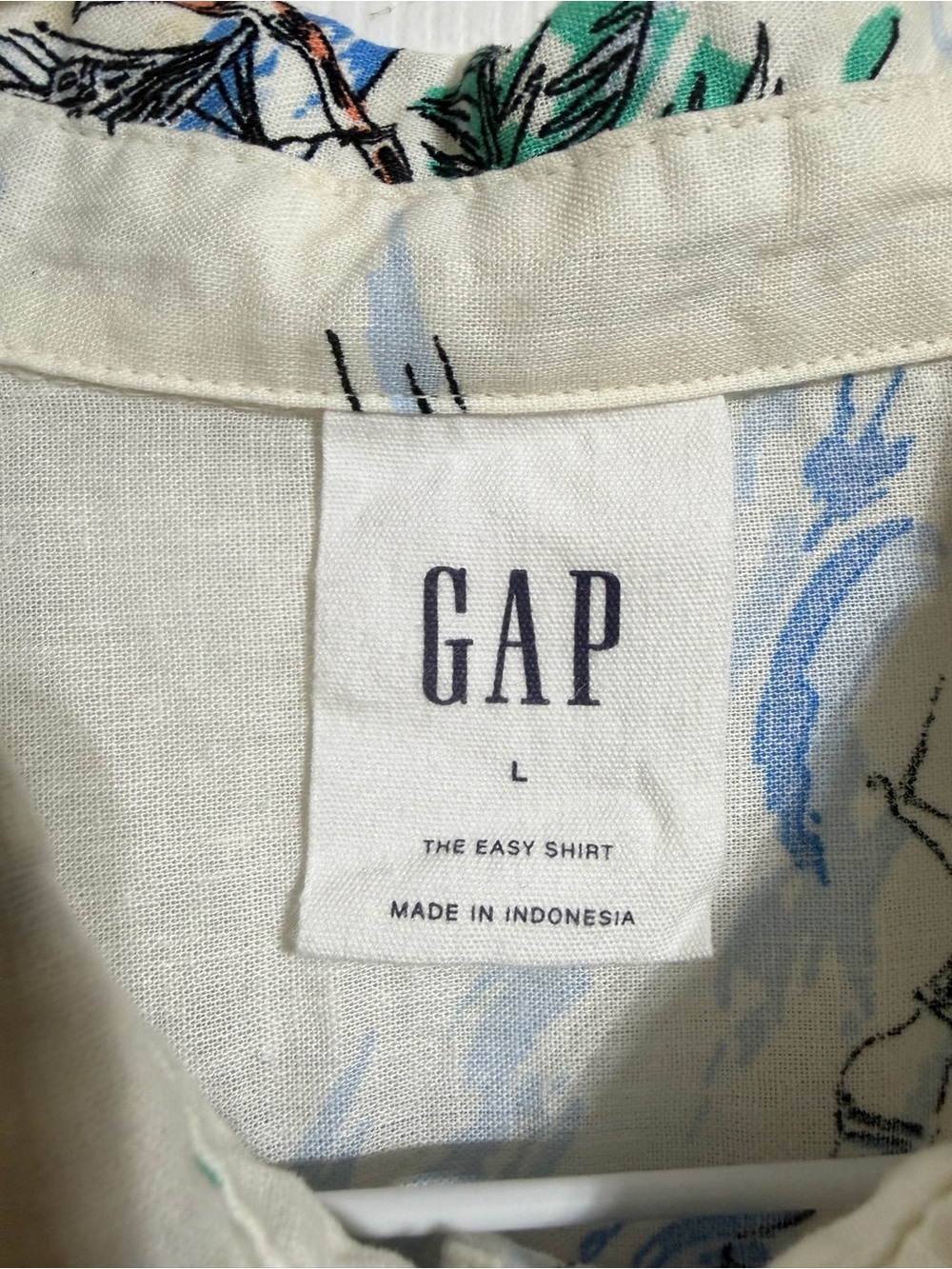 Gap easy linen blend beach vacay tropical long sleeve button down shirt Large - Picture 7 of 10